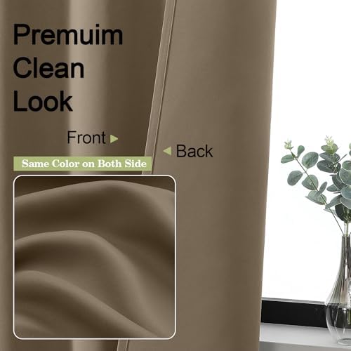 OWENIE Sally Taupe Blackout Curtains for Bedroom Living Room 72 Inch