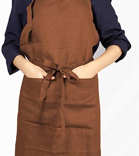 ATLINIA 100% Linen Apron for Women Men Apron for Kitchen Cooking