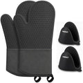 AMISARE 4-Pcs 13.39" Silicone Oven Mitts & Mini Mitts, BBQ Baking