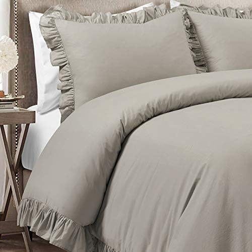 Lush Decor Reyna Ruffle Cotton Duvet Cover Set 3 Piece Set Full