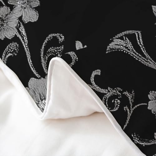 Erosebridal Boho Floral Duvet Cover Set Grey Flower 100% Cotton