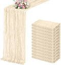 Ivory Boho Cheesecloth Table Runner 12 Pack 17x108 Inch Sheer Gauze