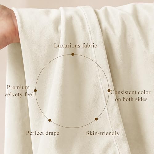 StangH Ivory White Velvet Curtains Privacy for Nursery, W52 x L84, 2
