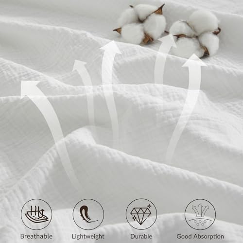 Bailix Muslin Duvet Cover Queen, 100% Cotton, White