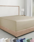 Soft Natural 100% Cotton Sateen Twin Size Fitted Sheet, Beige