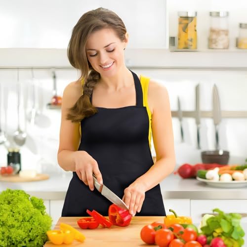 Alipis 12pcs Unisex Bib Aprons Set for Cooking and Painting, Black and