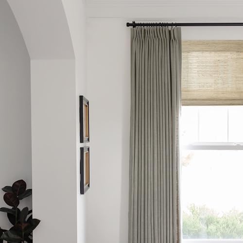 TWOPAGES Light Gray Blackout Thermal Insulated Curtain with White