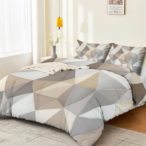 Soft Microfiber Duvet Cover Abstract Geometric Polygon - Queen Size