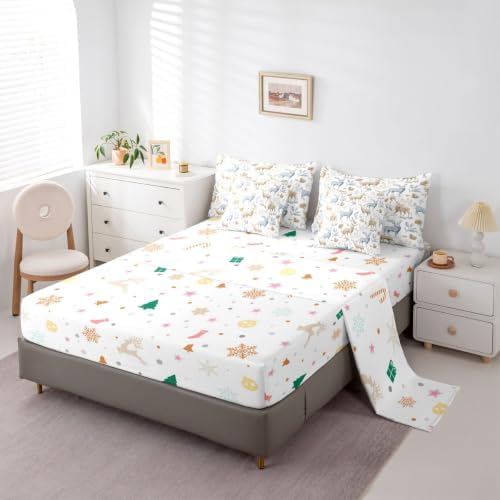 Castle Fairy Deer Winter 7 Piece Bedding Set Woodland Elk Pine