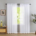 White Sheer Curtains 84 inch Length 2 Panels Set, Airy Soft-Touching