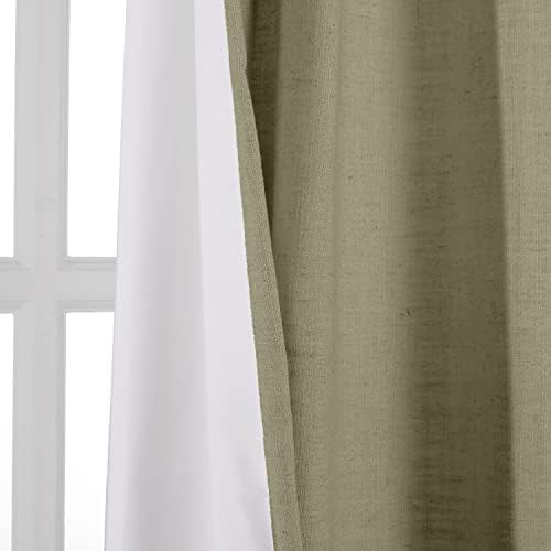 ChadMade 96 Inches Long Linen Curtains, 2 Panels 52Wx96L Taupe Grey