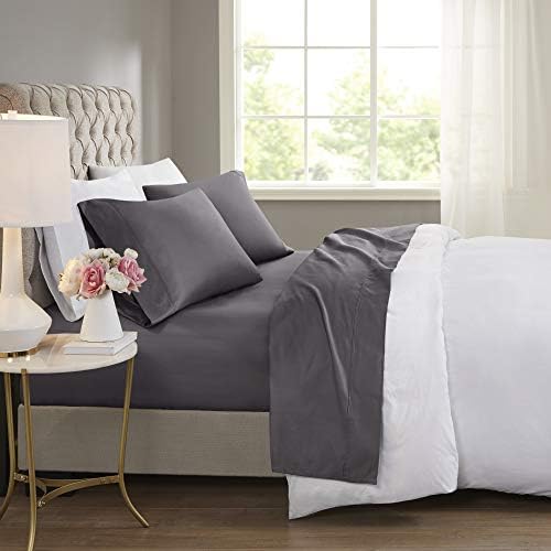 Madison Park 600 TC Cooling Cotton Blend King Sheet Set, Charcoal