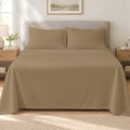 Short Queen Sheet Set, 4-Piece 16" Deep Pocket, Egyptian Cotton, Taupe