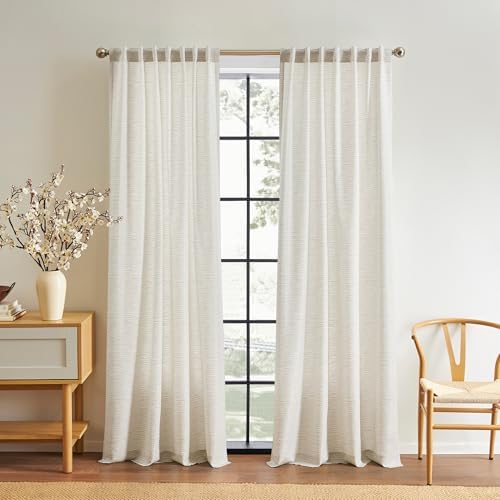 DKNY Khalipa Light-Filtering Curtains Backtab 50 x 96 Linen Beige, 2