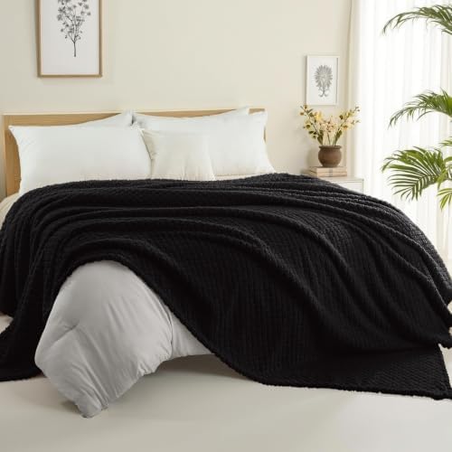 Exclusivo Mezcla Soft Fleece Twin Size Blanket for Bed, Black
