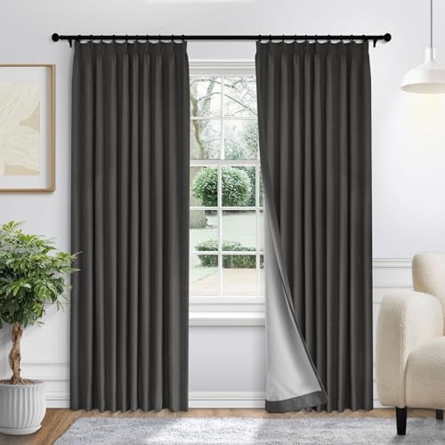 Fcosie Total Blackout Thermal Curtains 84 Inches Long Chenille Pinch