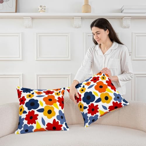 jejeloiu Flower Throw Pillow Covers Set of 2 Spring Theme Cushion
