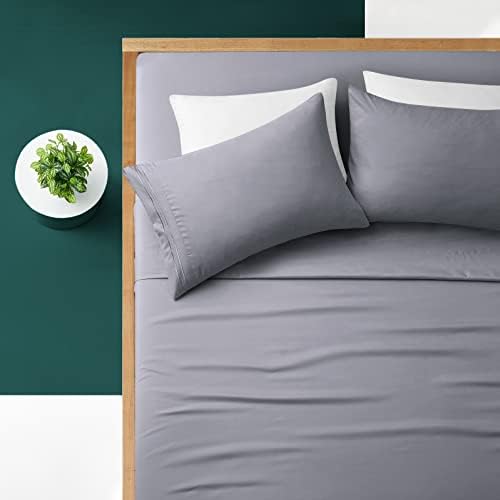 Manyshofu Extra Deep Pocket Twin Sheets, Grey Microfiber, 3 Piece