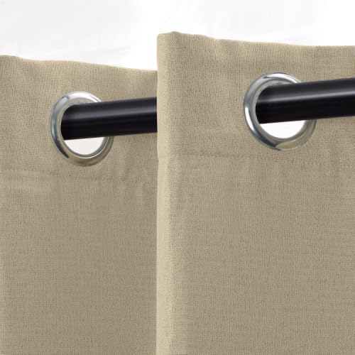 Superior Linen Textured Blackout Curtain Set of 2, Thermal Insulated