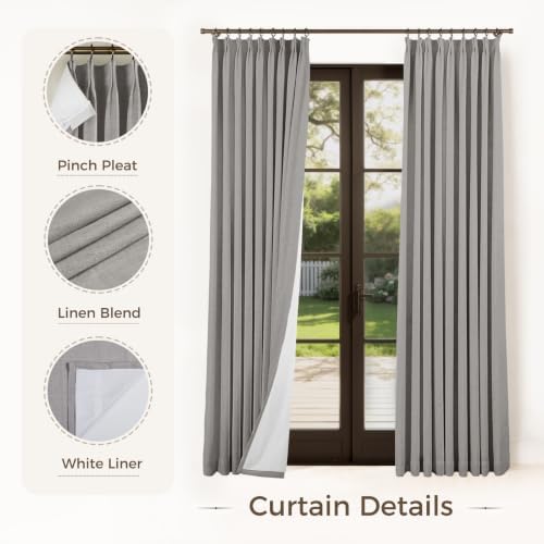 Drapifytex 56W x 108L Pinch Pleat Linen Blend Curtain 1 Panel Lined