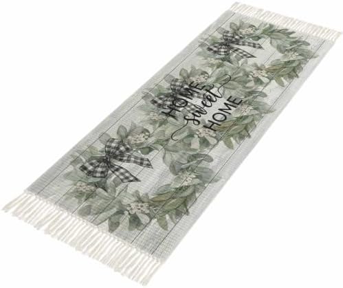 Farmhouse Leaves Hallway Runner Rug 2'x5', Florals Country Vintage