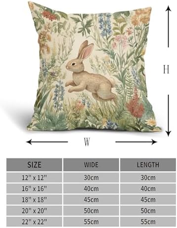 Spring Summer Pillow Covers 22x22 Inch Set of 2 Easter Bunny Floral