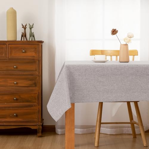 Hiasan Faux Linen Rectangle Tablecloth 52 x 70 Inch for Dining Room