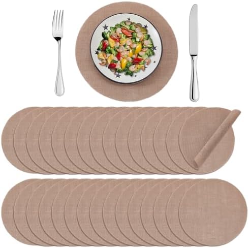 52pcs Round Burlap Placemats 12 Inch Reusable Woven Placemats Heat