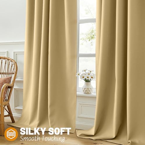 SimpleHome 100% Blackout 72 Inch Biscotti Beige Curtains for Living