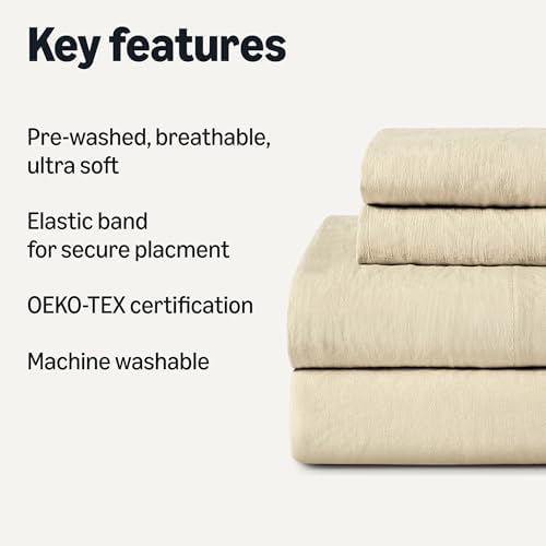 Amazon Basics King Bed Sheet, 4-Piece Bedding Set, Double Brushed