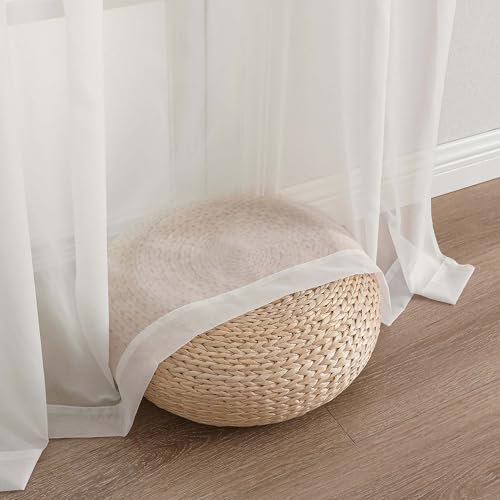 OWENIE Ivory Sheer Curtains 108 Inch Long 2 Panels for Living Room 59"