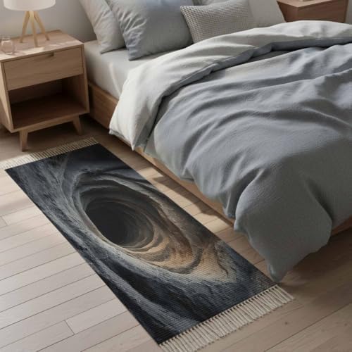 Sand Hole Hallway Runner Rug 2'x5', Gray Nature Circular Depression