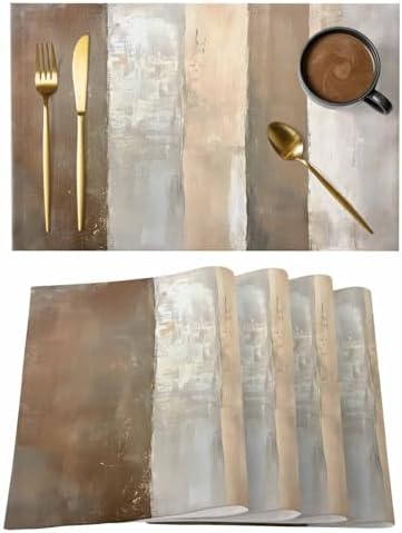 Placemats Set of 8, Rustic Wood Barn Woven Placemat, Linen Place Mats