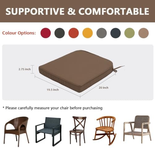 Goodgoods 19.5x19.5 Outdoor Chair Cushions Set of 4, 35D Foam, Brown