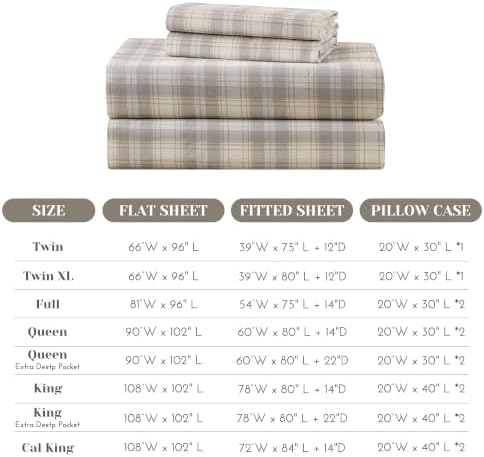Comfort Spaces 100% Cotton Percale Sheets Twin XL Size 3 Pcs, Wesley
