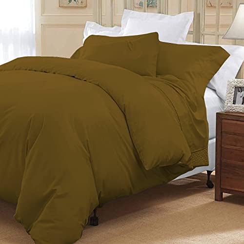 3Pcs Duvet Cover Set Zipper Closer & Corner Ties,100% Egyptian Cotton