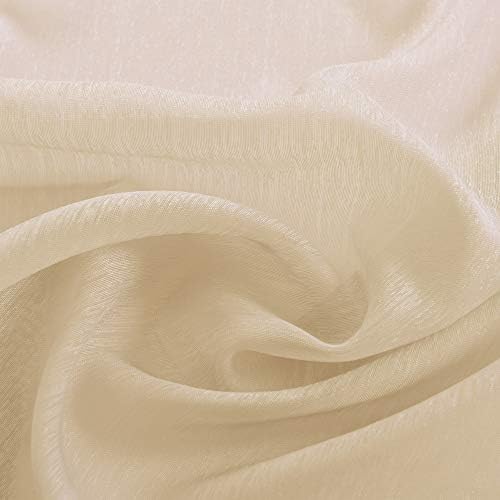 KOUFALL Tan Beige Curtains 96 Inches Long Sheer 2 Panels Set Grommet