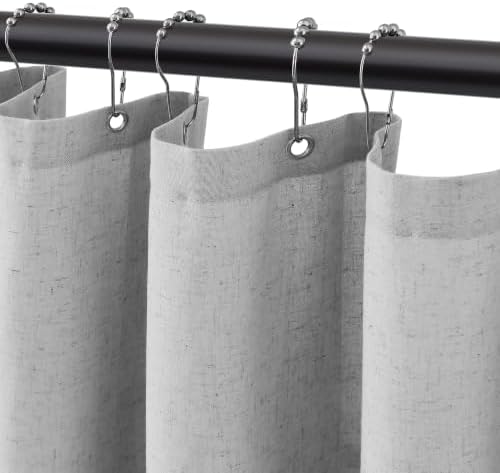 Jowels Gray Linen Fabric Shower Curtains for Bathroom, 72x72