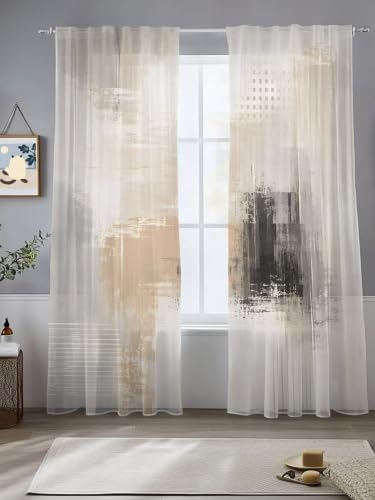Modern Minimalist Semi Sheer Curtains 108 Inches Long Window
