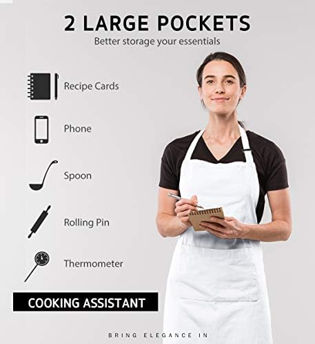 Syntus 4 Pack Adjustable Bib Apron with 2 Pockets Cooking Kitchen