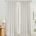 Lecloud Natural Room Darkening Curtains 120 Inches Long 2 Panels