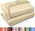 Pack of 2 King Fitted Sheet, Fits Up to 15 Inch Deep Pocket, Beige