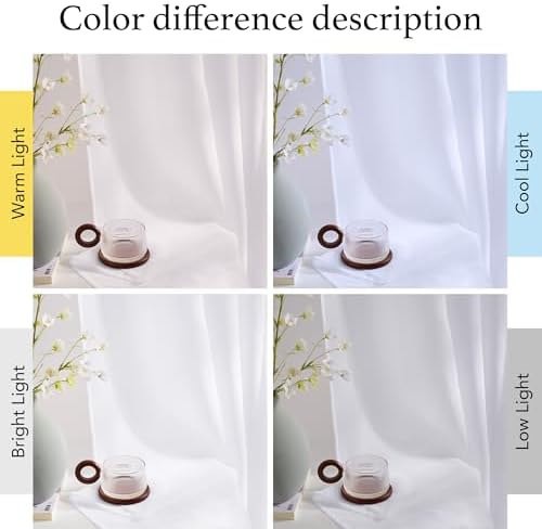 NICETOWN White Sheer Curtains 120 inches Long 4 Panels, 42 inch Wide