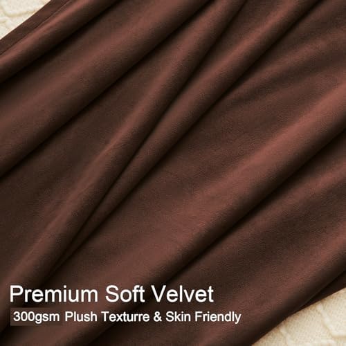 Dark Brown Velvet Blackout Curatins 84 Inches 2 Panels Heavy Thick