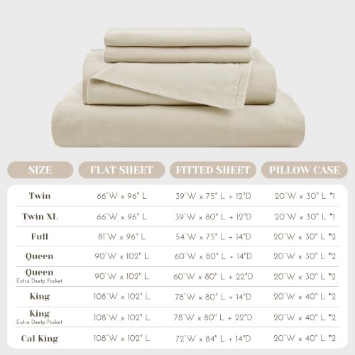 Comfort Spaces 100% Cotton Percale Sheets Twin Sheet Set 3 Pcs, Cream