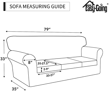 Easy-Going 4 Pieces Stretch Sofa Cover for 3 Cushion Couch Washable