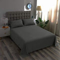 Soft Dark Grey Full Size Flat Sheet 100% Cotton Sateen, 600 Thread