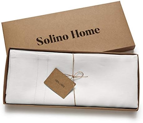 Solino Home 100% Pure Linen Hand Towels White, Bath 14 x 24 in, Set of