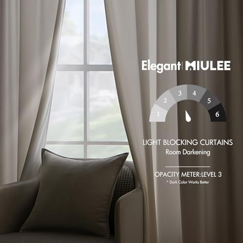MIULEE Velvet Curtains 52x108 inches 2 Panels Ivory Room Darkening