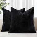 decorUhome Soft Chenille Black Throw Pillow Covers 18X18 Set of 2